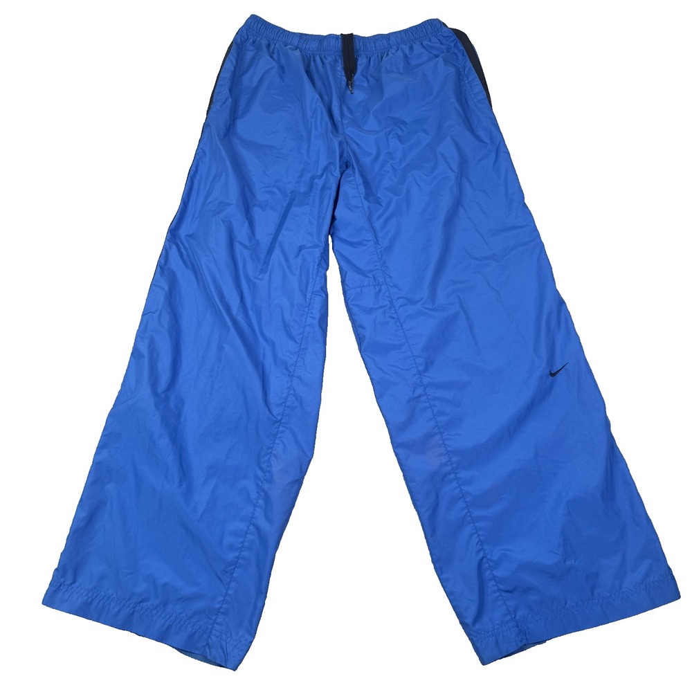 VTG Nike Wind Pants Mens XL Blue Black Track Ankle Zip Baggy Athletic Y2K 90s